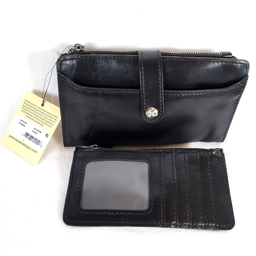 Patricia Nash Womens Paladina Wallet Set Black Leather Zip Around Punk Western